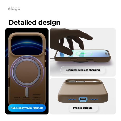 Elago Magnetic Silicone Case for iPhone 18 Pro/17 Pro - Brown