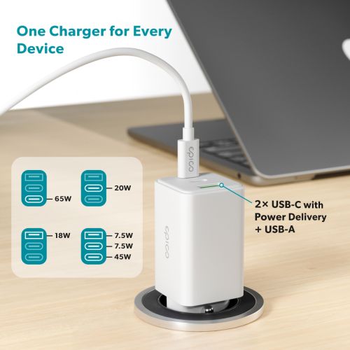 C&C 65W GaN Wall Charger - White