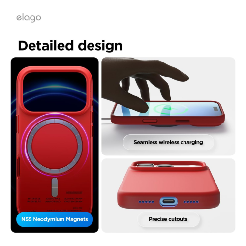Elago Magnetic Silicone Case for iPhone 18 Pro Max/17 Pro Max - Red