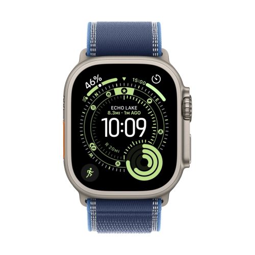 Apple Watch 49mm Blue/Bright Blue Trail Loop - S/M - Natural Titanium Finish
