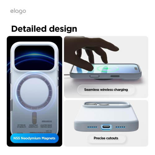 Elago Magnetic Silicone Case for iPhone 18 Pro/17 Pro - Light Blue