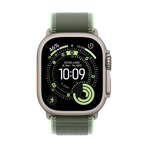 Apple Watch 49mm Green/Neon Trail Loop - M/L - Natural Titanium Finish