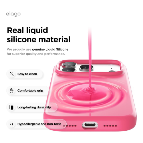 Elago Magnetic Silicone Case for iPhone 18 Pro Max/17 Pro Max - Ice Red