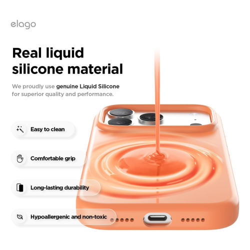 Elago Magnetic Silicone Case for iPhone 18 Pro/17 Pro - Orange
