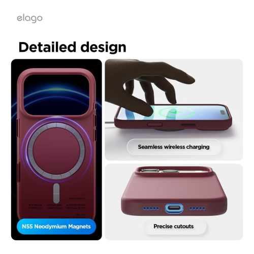 Elago Magnetic Silicone Case for iPhone 18 Pro Max/17 Pro Max - Burgundy