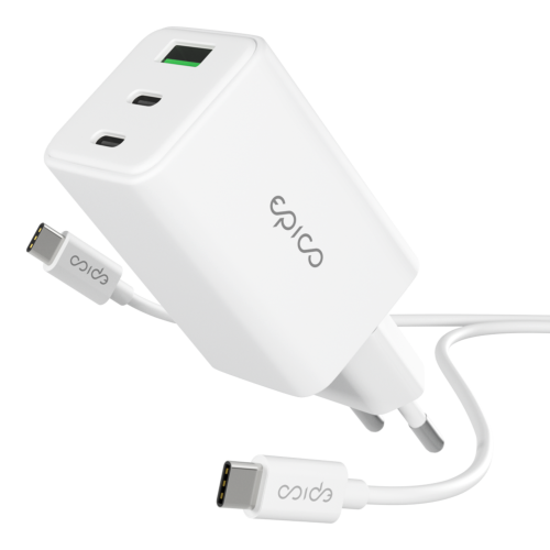 Epico 65W GaN Charger with USB-C Cable (2x USB-C, 1x USB-A)