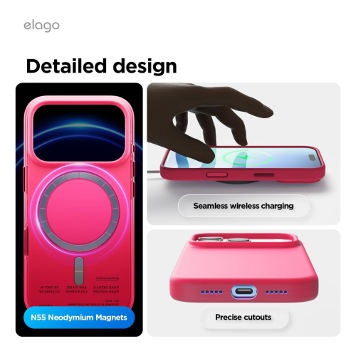 Elago Magnetic Silicone Case for iPhone 18 Pro Max/17 Pro Max - Ice Red