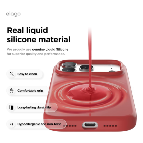 Elago Magnetic Silicone Case for iPhone 18 Pro Max/17 Pro Max - Red