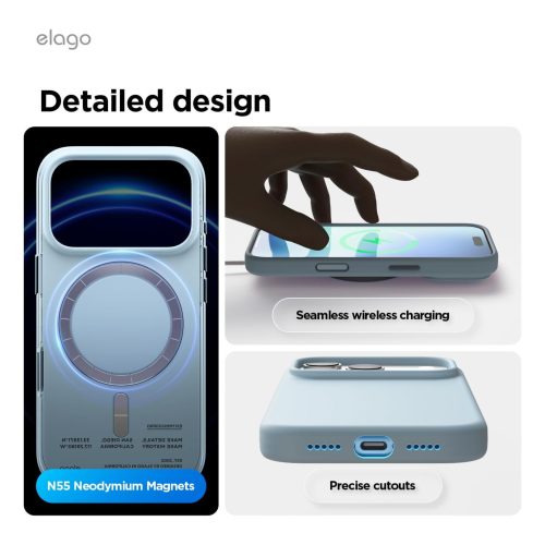 Elago Magnetic Silicone Case for iPhone 18 Pro/17 Pro - Sky Blue