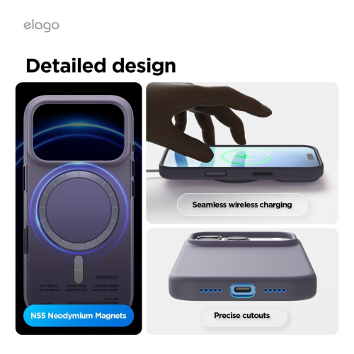 Elago Magnetic Silicone Case for iPhone 18 Pro/17 Pro - Jean Indigo