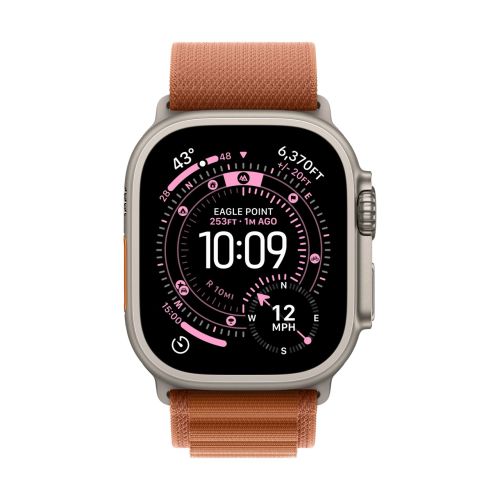 Apple Watch 49mm Terra Cotta Alpine Loop - Large - Natural Titanium Finish